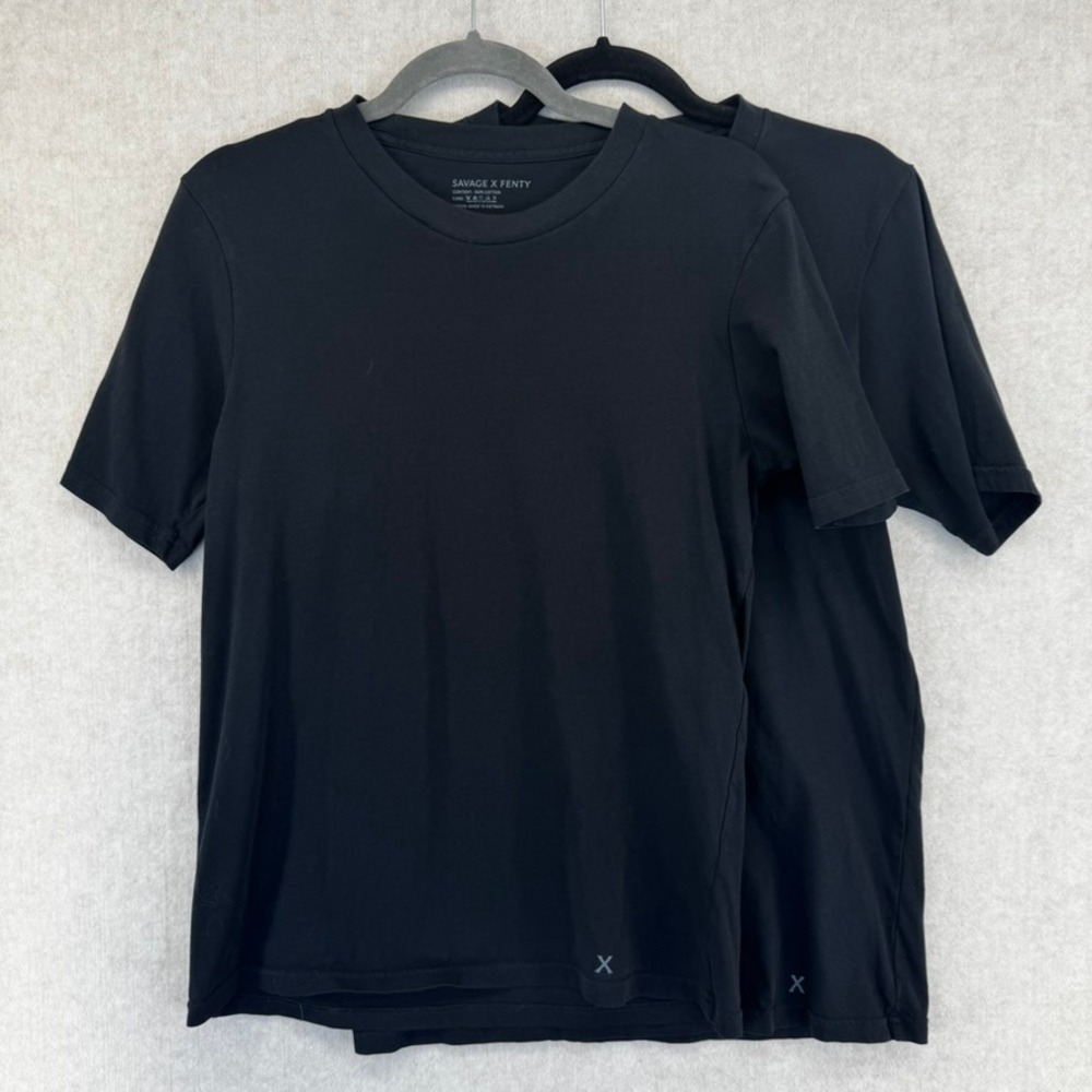 Savage X Fenty Mens Black 100% Cotton Short Sleeve T-Shirt 2-Pack Size M
